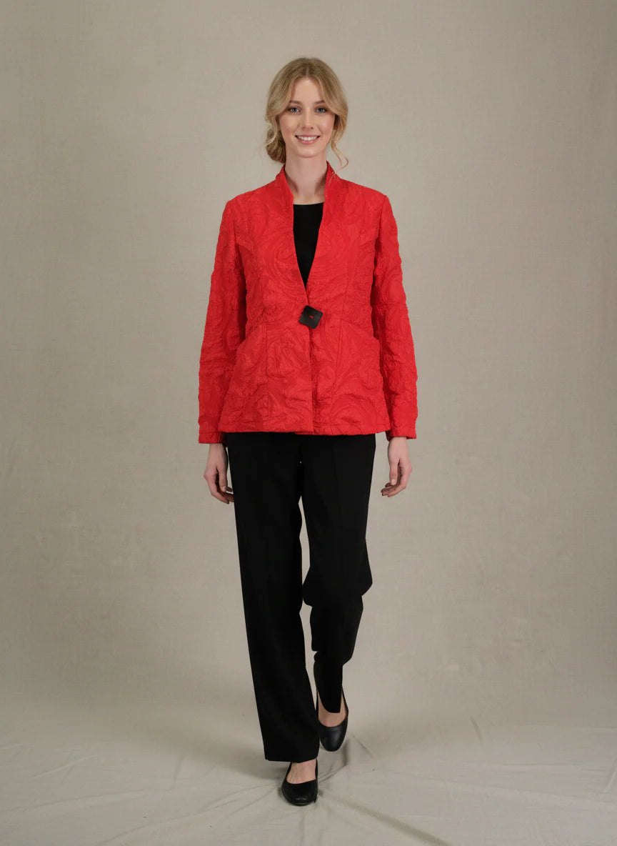 MOONLIGHT Red Crinkle One Button Jacket - MJ6019 - RED