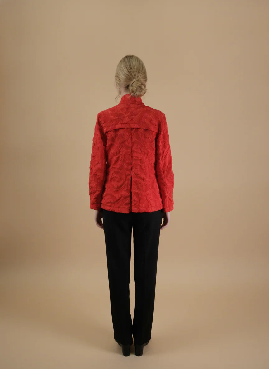 MOONLIGHT Red Crinkle One Button Jacket - MJ6019 - RED