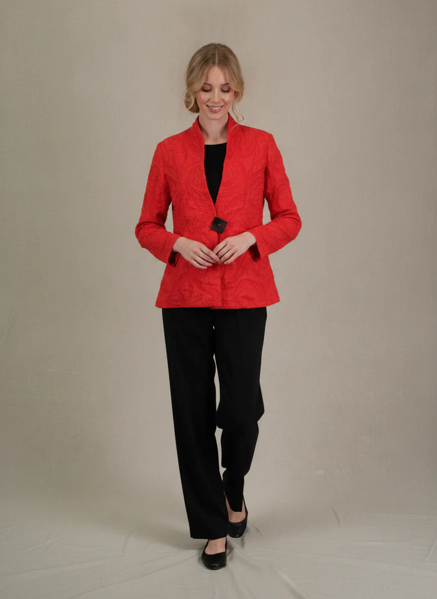 MOONLIGHT Red Crinkle One Button Jacket - MJ6019 - BLACK (NOT RED)