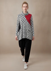 MOONLIGHT Geometric Patterned Mock Neck Top - MT6002