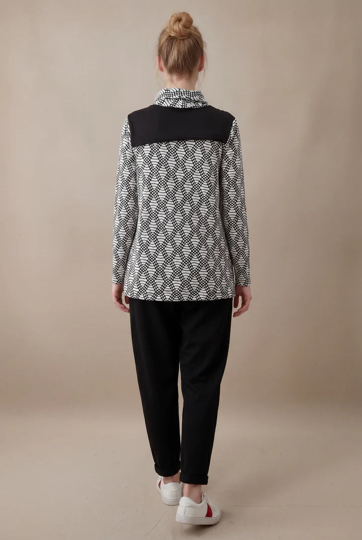 MOONLIGHT Geometric Patterned Mock Neck Top - MT6002