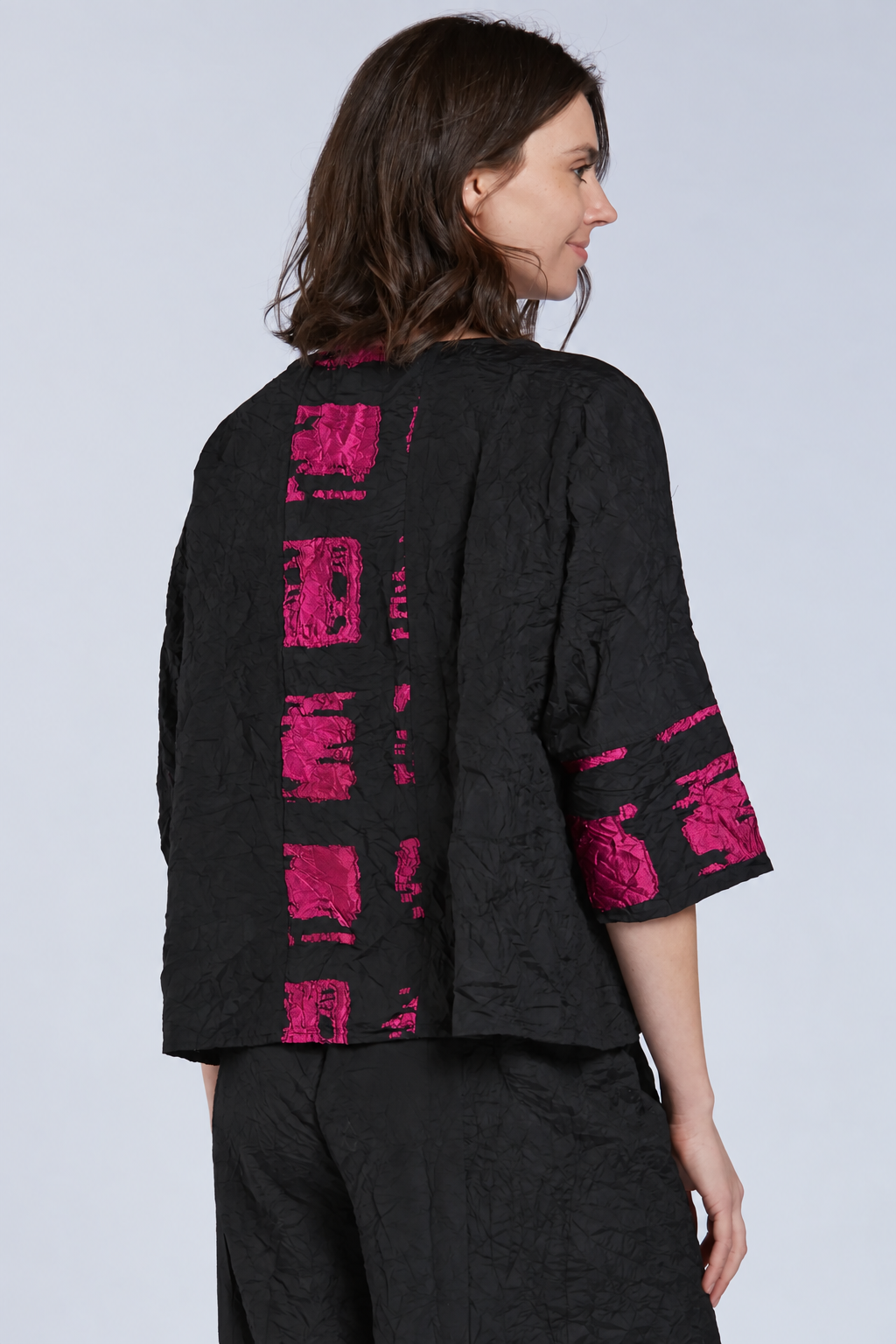 Sydney Project Tori Round Neck 3/4 Sleeve Boxy Top - CJT1088 - MAGENTA