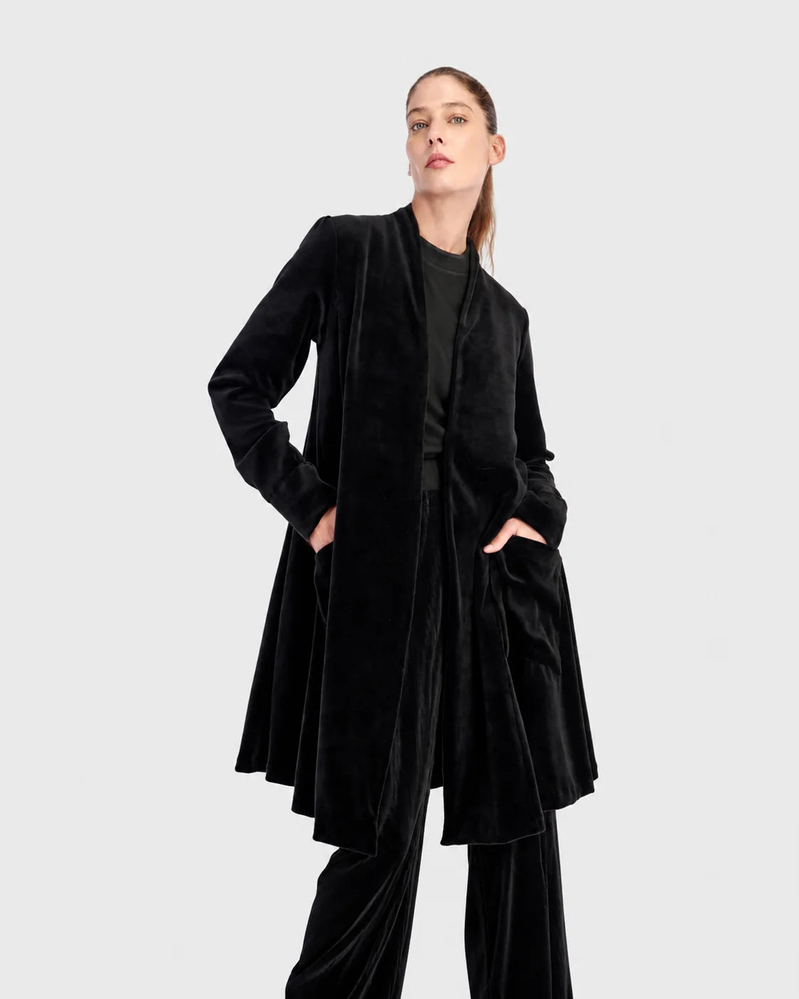 ALEMBIKA Everyday Velvet Cardigan Jacket - AJ941B - BLACK