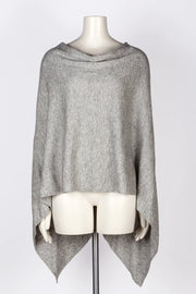 Dolma Cashmere Poncho - SILVER GREY