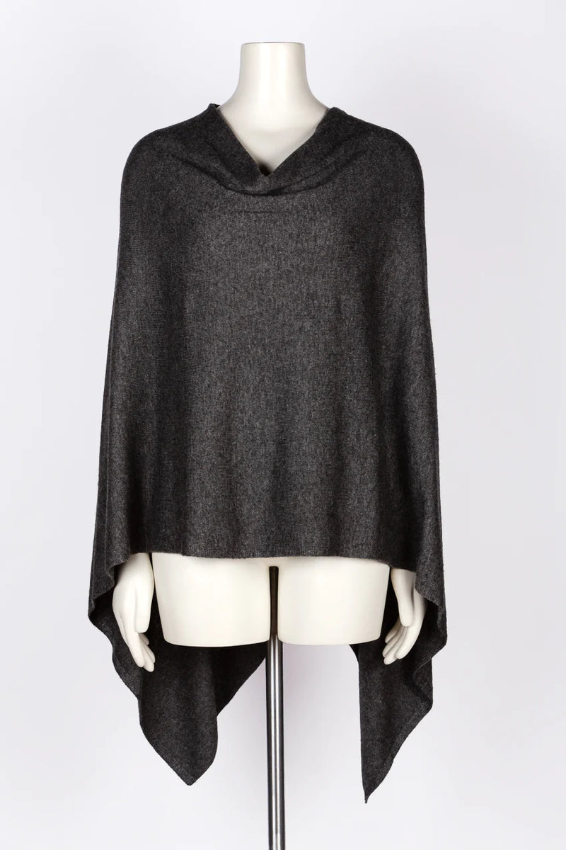 Dolma Cashmere Poncho - CHARCOAL GREY – The Total Look