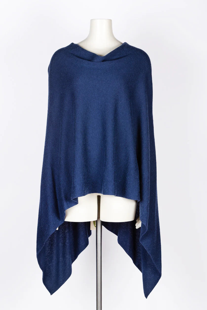 Dolma Cashmere Poncho - NAVY