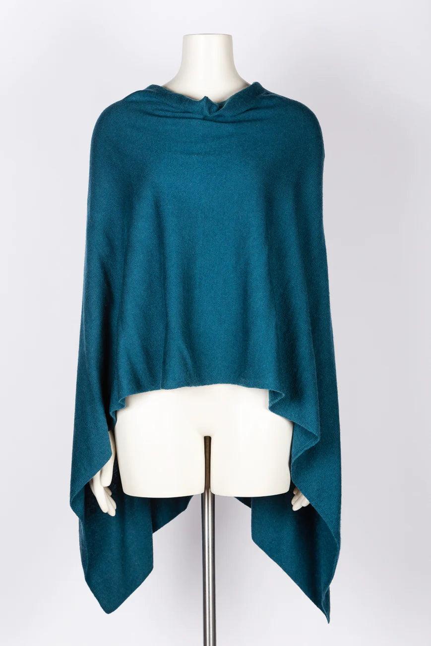 Dolma Cashmere Poncho - PEACOCK