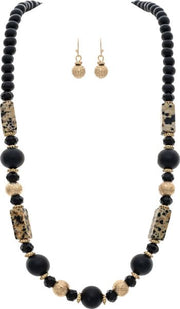 RAIN Gold Black Dalmatian Jasper Earrings - N2881G