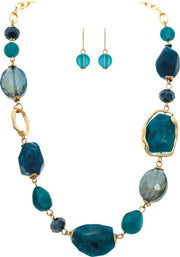 RAIN Gold Blue Glass & Gem Earrings - N2892G