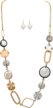 RAIN Multi Mixed Glass Faux Pearl Metal Shape Earrings - N2932M
