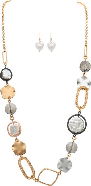 RAIN Multi Mixed Glass Faux Pearl Metal Shape Earrings - N2932M