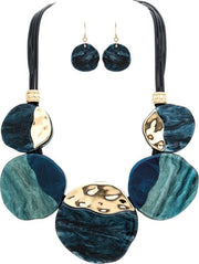 RAIN Gold Blue Acrylic Circles Statement Necklace - N3086BL