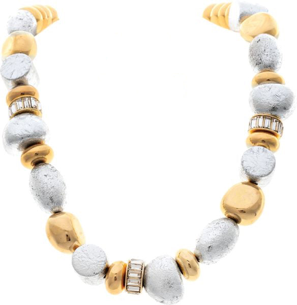 RAIN Two Tone Mixed Baubles Emerald Cut Crystals Necklace