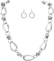 RAIN Shiny Rhodium Silver Open Twisted Oval Love Knot Chain Necklace - N3361S