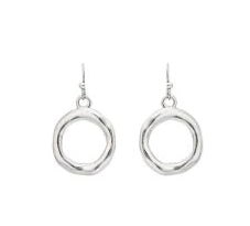RAIN Shiny Rhodium Silver Open Twisted Oval Links Earring - N3361S