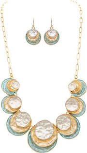 RAIN Gold Layered Soft Multicolor Color wash Circles Statement Necklace - N3415G