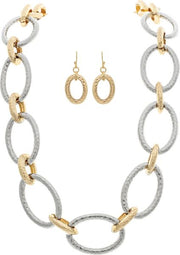 RAIN Two Tone Textured Chunky Oval Links Necklace - N3426TT