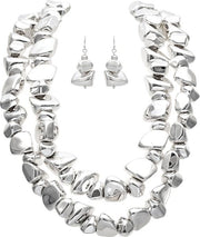 RAIN Silver Shiny Silver Chunky Nuggets Necklace - N3486S