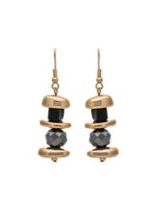 RAIN  Gold Black Chunky Nuggets Earrings - N3487G