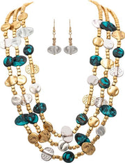RAIN Multicolor Patina 3 Row Discs Nuggets Necklace - N3488M