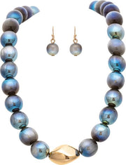 RAIN Gold Grey Bauble Beads Chunky Necklace - N3502G