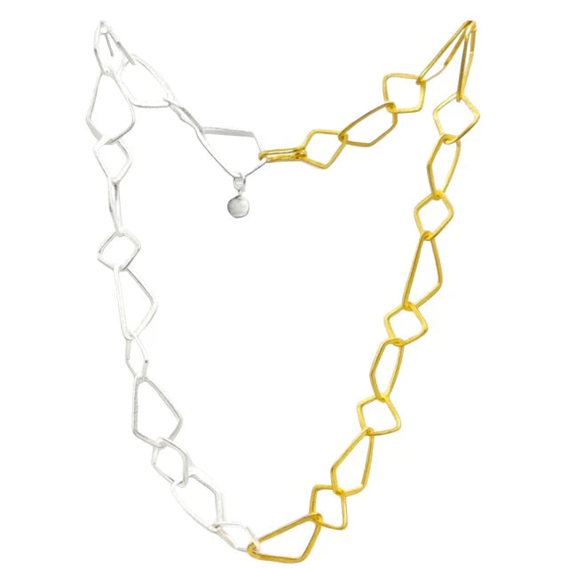 MANJUSHA Silver Gold Odd Shaped Cable Chain Necklace - N5301