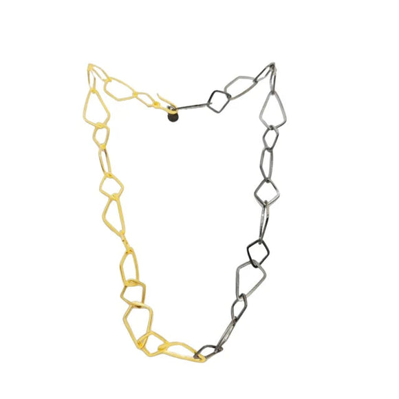 MANJUSHA Gold and Rhodium Irregular Link Necklace - N5359