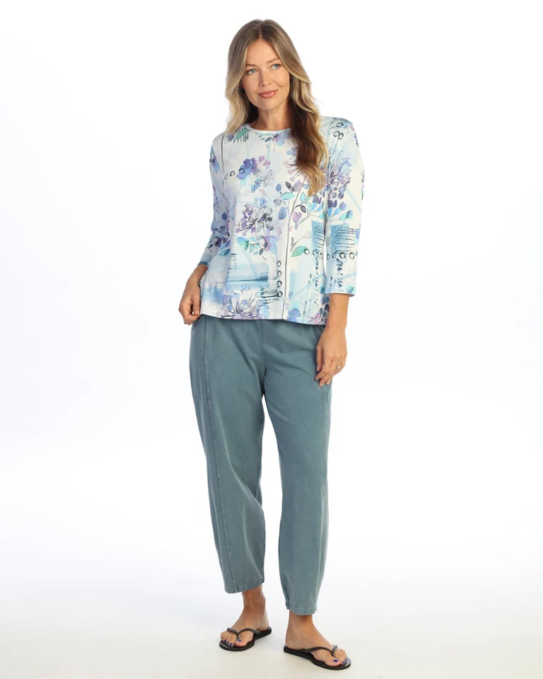 JESS & JANE Open Stretch Round Neck Top w/ 3/4 Sleeves - OS1-2286 - WISHFUL