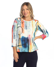 JESS & JANE Open Stretch Round Neck Top w/ 3/4 Sleeves - OS1-2309 - IMPROV
