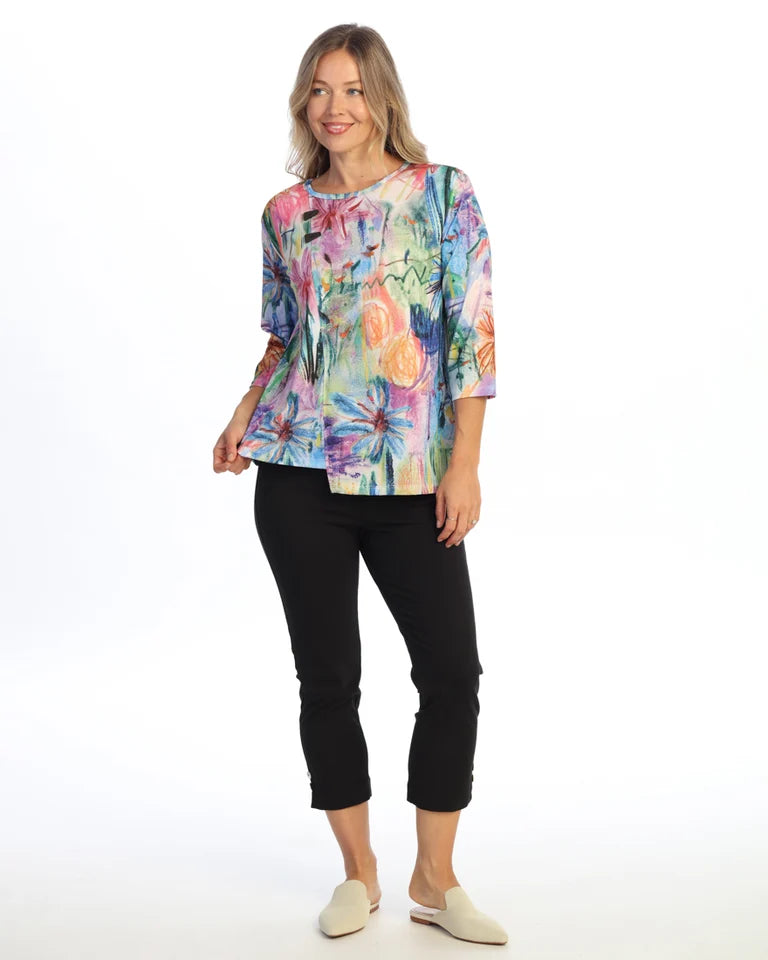 JESS & JANE Open Stretch Top w/ Asymmetric Hem and 2 Button Accent - OS2-2311 - MATISSE