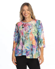 JESS & JANE Open Stretch Top w/ Asymmetric Hem and 2 Button Accent - OS2-2311 - MATISSE