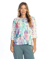 JESS & JANE Open Stretch Boxy Top w/ Step Hem and Mix-Match Sleeves - OS3-2295 - REVERIE