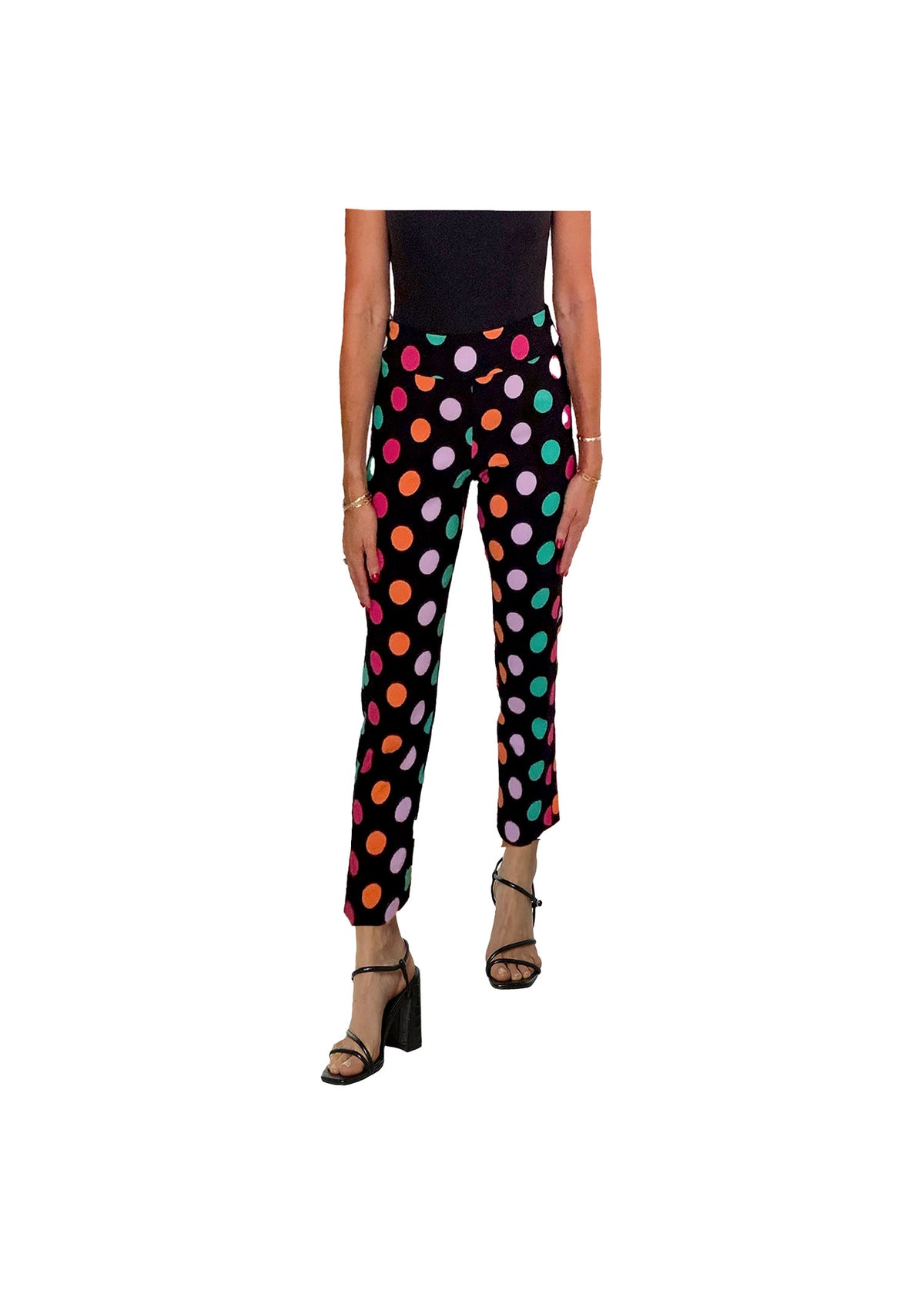 Krazy Larry Patterned Slim Ankle Pant - P507 - BLACK DOTS