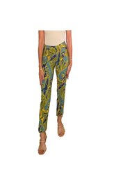 Krazy Larry Patterned Slim Ankle Pant - P507 - GREEN ABSTRACT