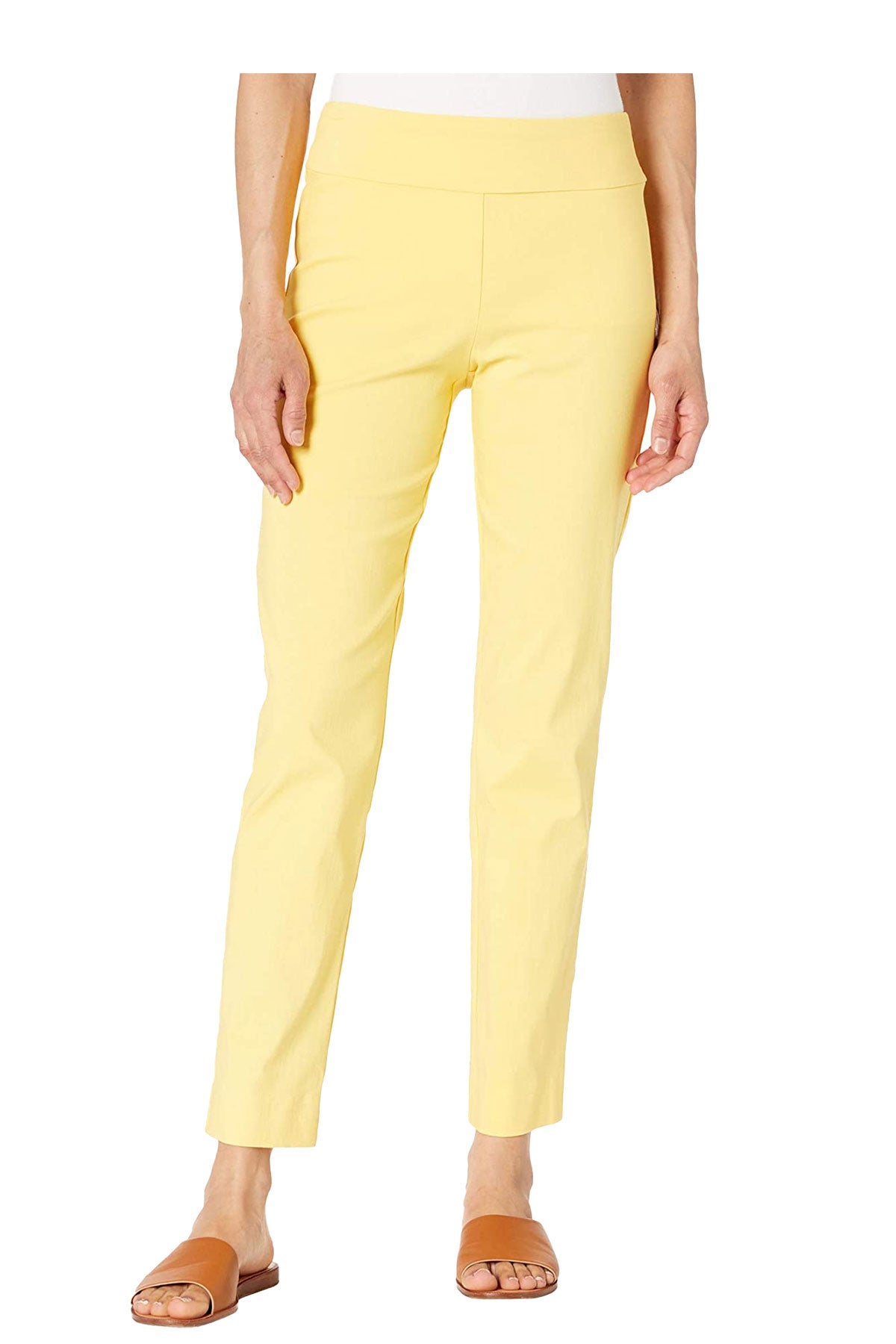 Krazy Larry Solid Slim Ankle Pant - P507 - YELLOW
