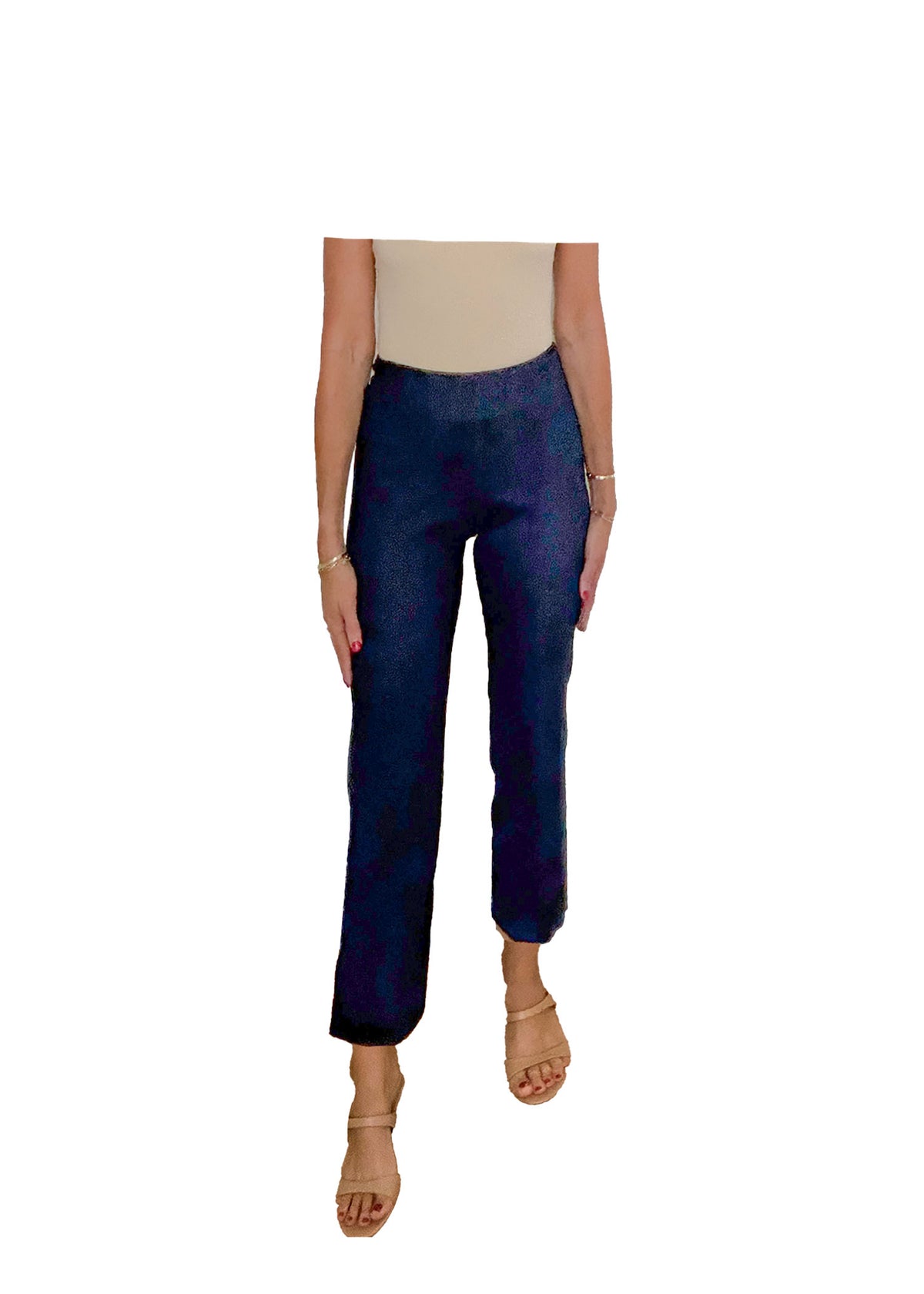 Krazy Larry Solid Wide Ankle Pant - P600 - BLUE DENIM