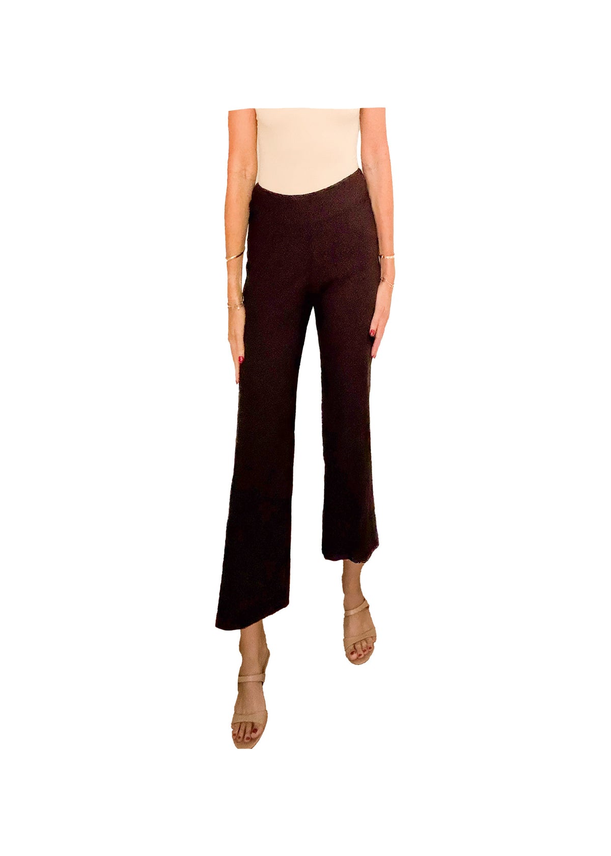 Krazy Larry Solid Wide Ankle Pant - P600 - BROWN