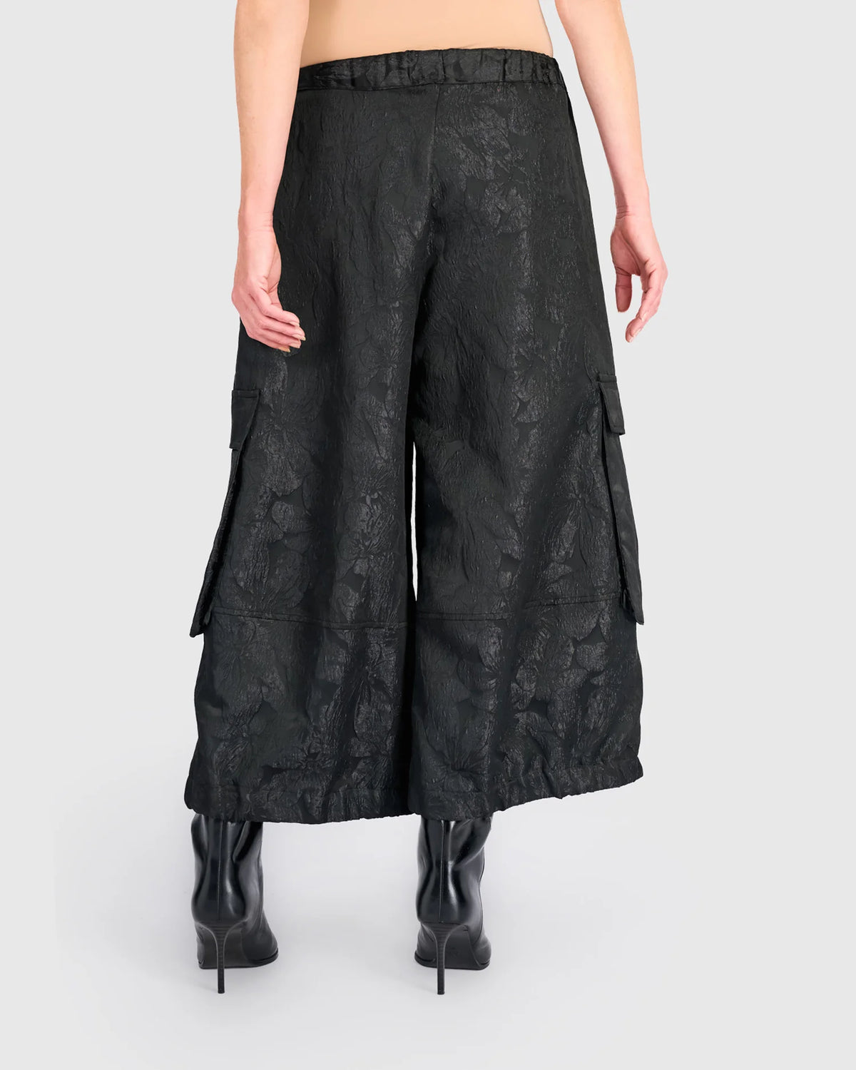 ALEMBIKA Damask Wide Cargo Pants - AP713O - ONYX