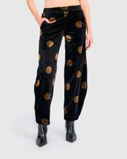 ALEMBIKA Everyday Velvet Flow Pants - AP716E - BLACK/GOLD DOT