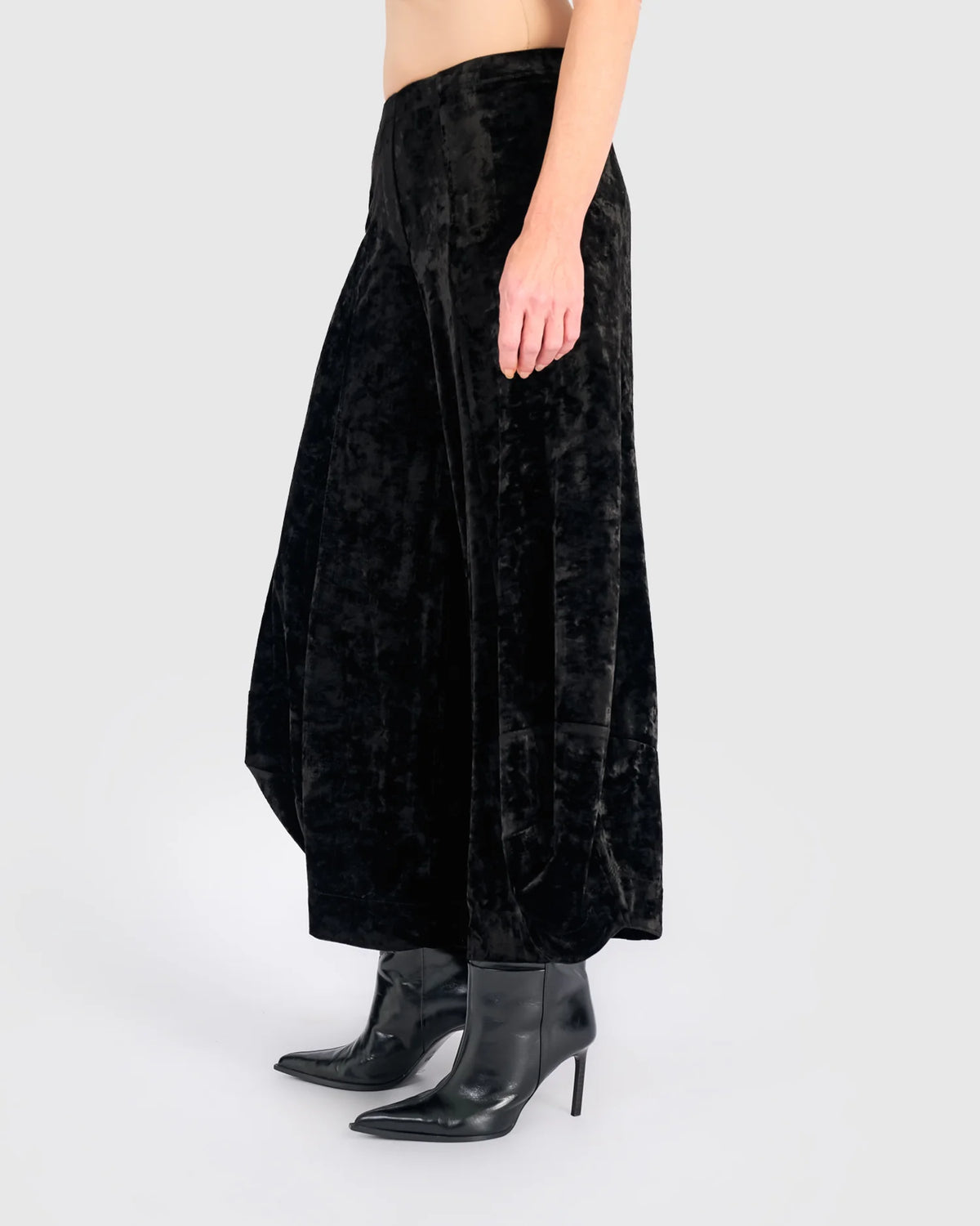 ALEMBIKA Crushed Velvet Punto Pants - AP717B - BLACK