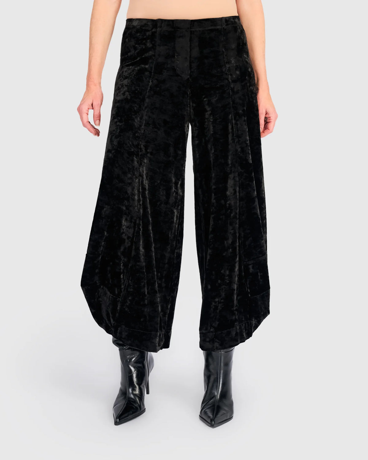 ALEMBIKA Crushed Velvet Punto Pants - AP717B - BLACK