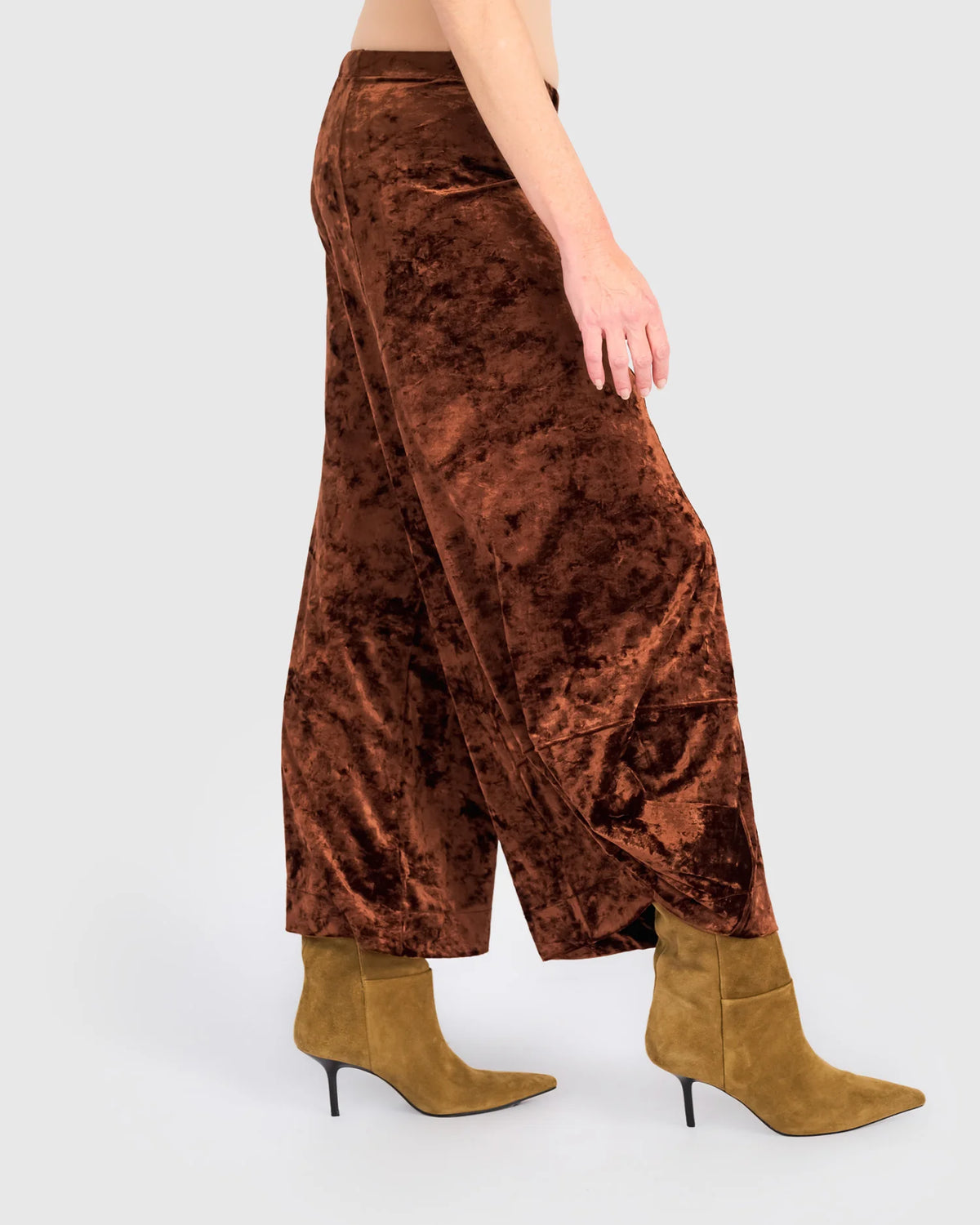 ALEMBIKA Crushed Velvet Punto Pants - AP717B - MAPLE