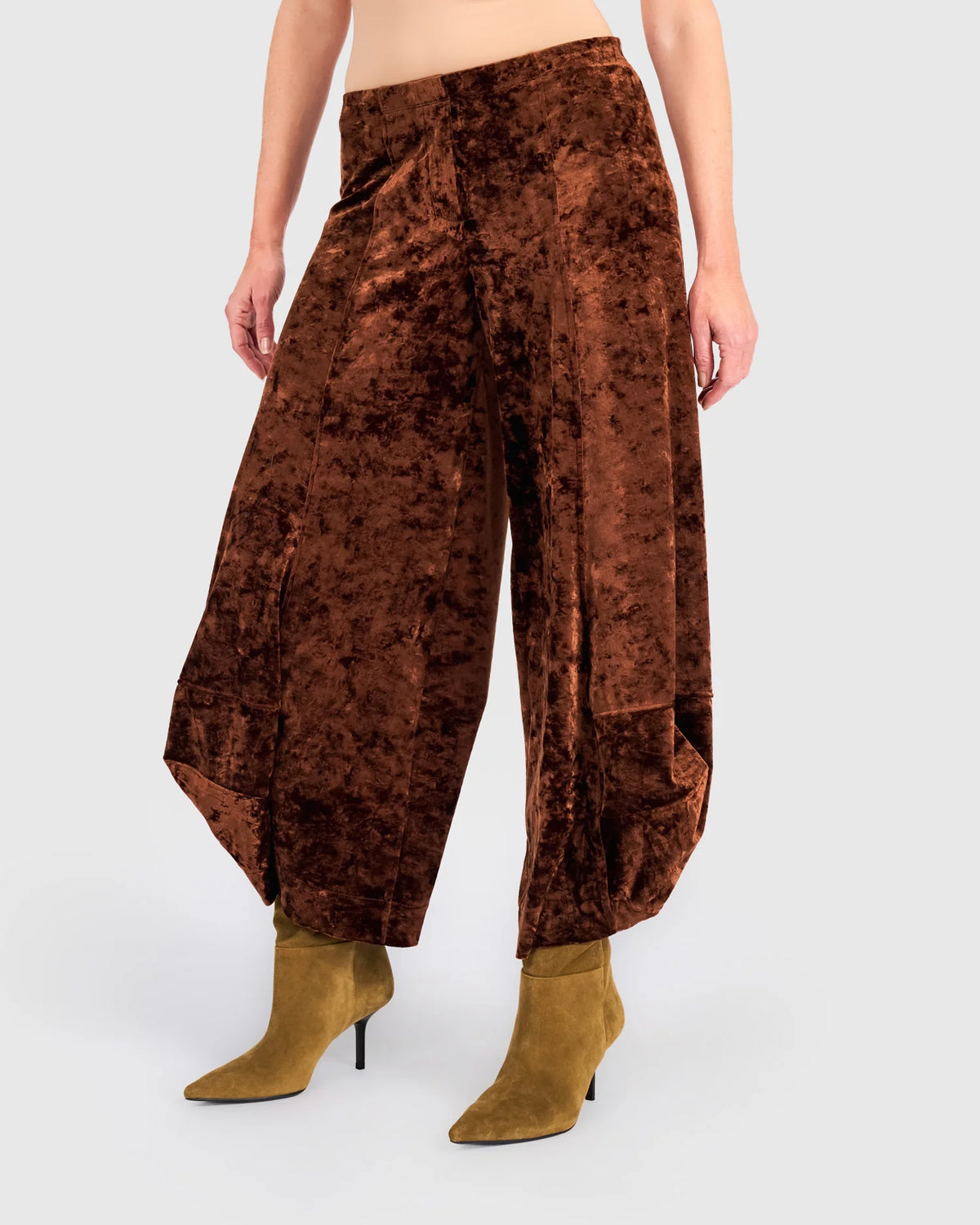 ALEMBIKA Crushed Velvet Punto Pants - AP717B - MAPLE