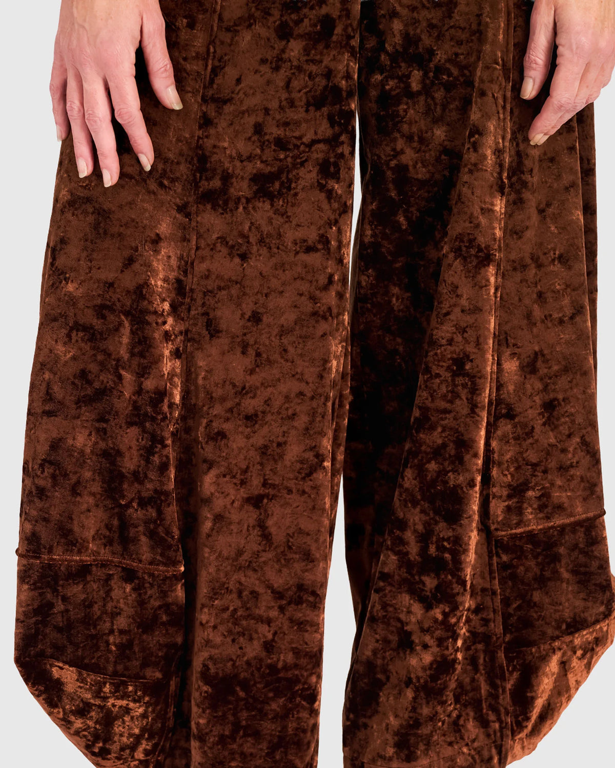 ALEMBIKA Crushed Velvet Punto Pants - AP717B - MAPLE