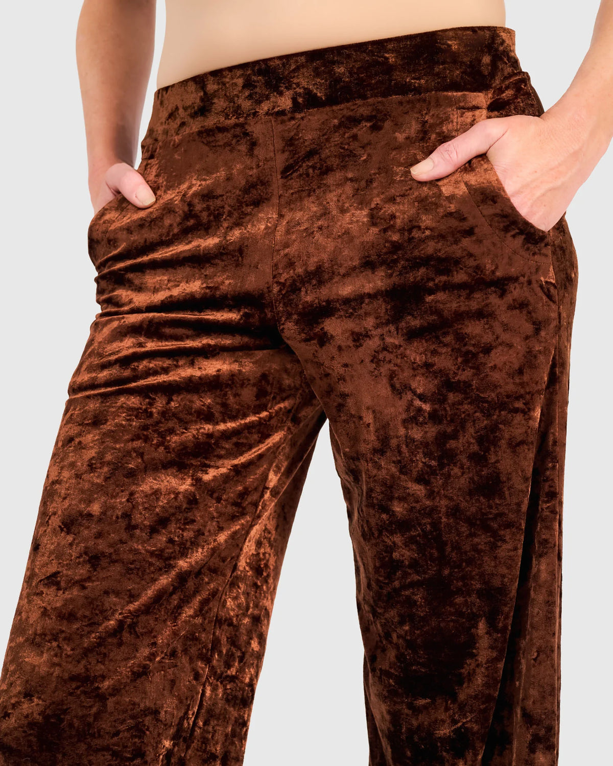ALEMBIKA Crushed Velvet Flow Pants - AP718M - MAPLE