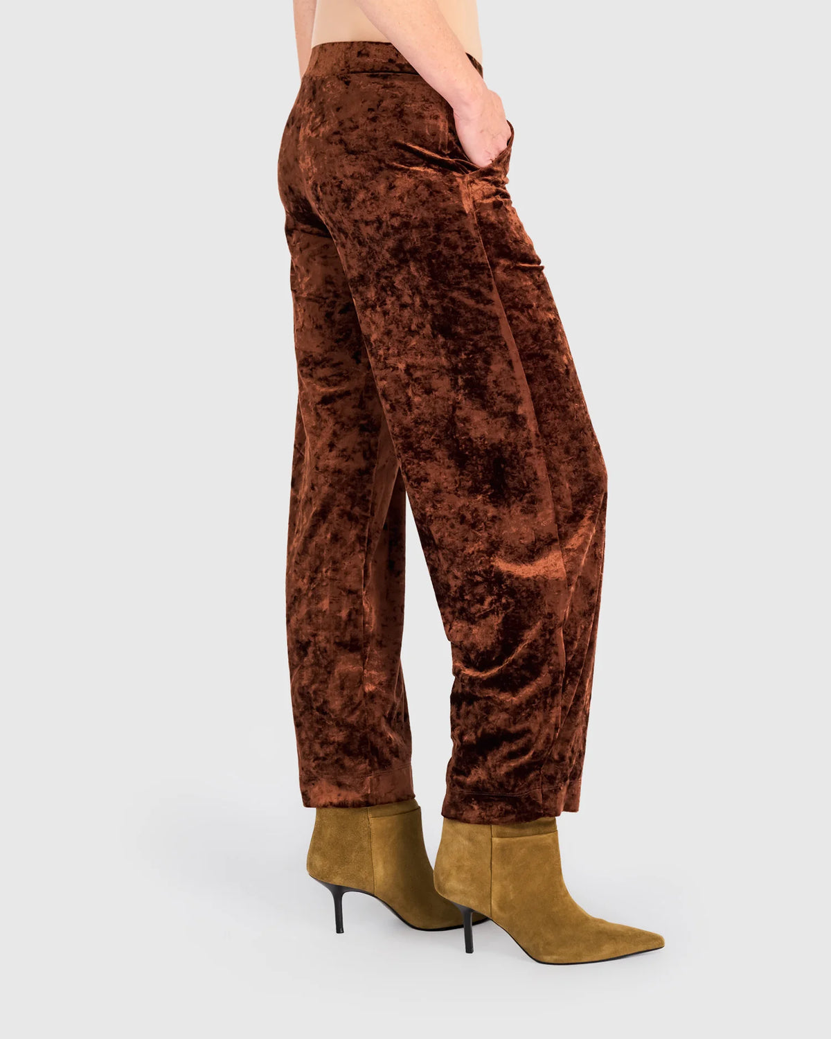 ALEMBIKA Crushed Velvet Flow Pants - AP718M - MAPLE