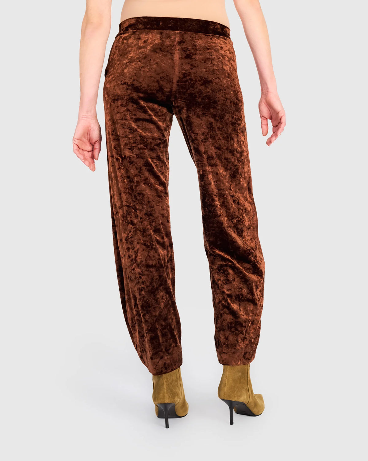 ALEMBIKA Crushed Velvet Flow Pants - AP718M - MAPLE