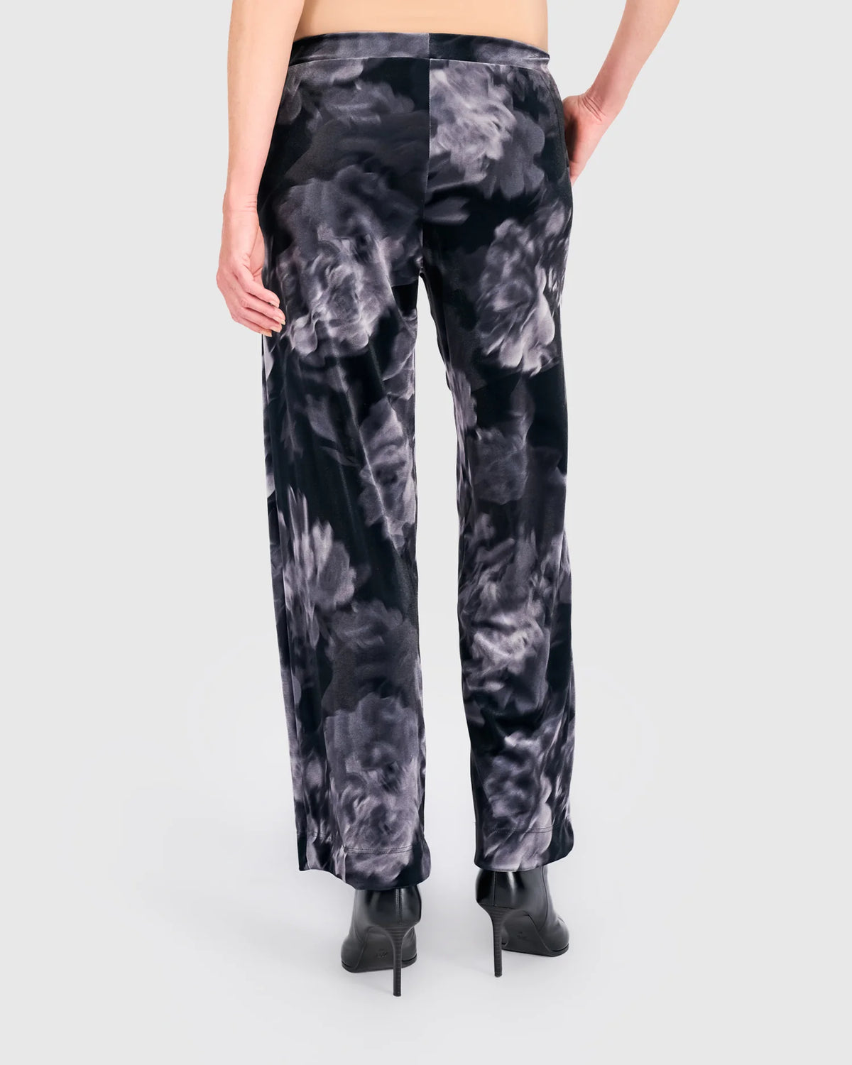 ALEMBIKA Elemi Velvet Straight Pants - AP720F - SMOKE FLORA