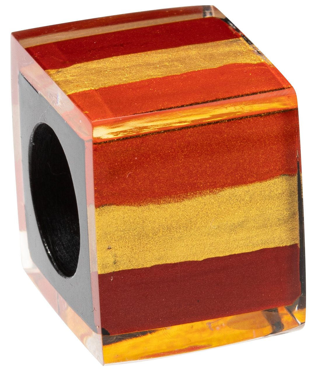 ZSISKA Prue's Bliss Striped Cube Bead - PCUBE3 - ORANGE/RED/GOLD
