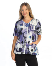 JESS & JANE Slub Hacci V-Neck w/ Elbow Sleeves and Pocket - PH2-2287 - EDITORIAL